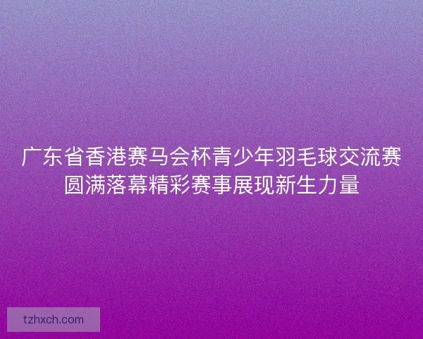 广东省香港赛马会杯青少年羽毛球交流赛圆满落幕精彩赛事展现新生力量