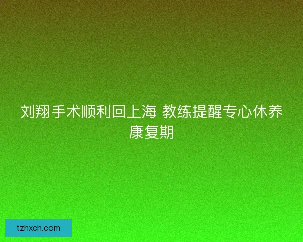 刘翔手术顺利回上海 教练提醒专心休养康复期